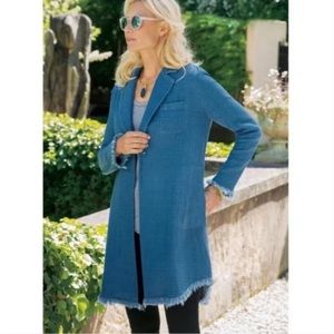 Soft Surroundings Chambray Nikki Denim Snap Fringe Hem Jean Jacket Women’s 1X